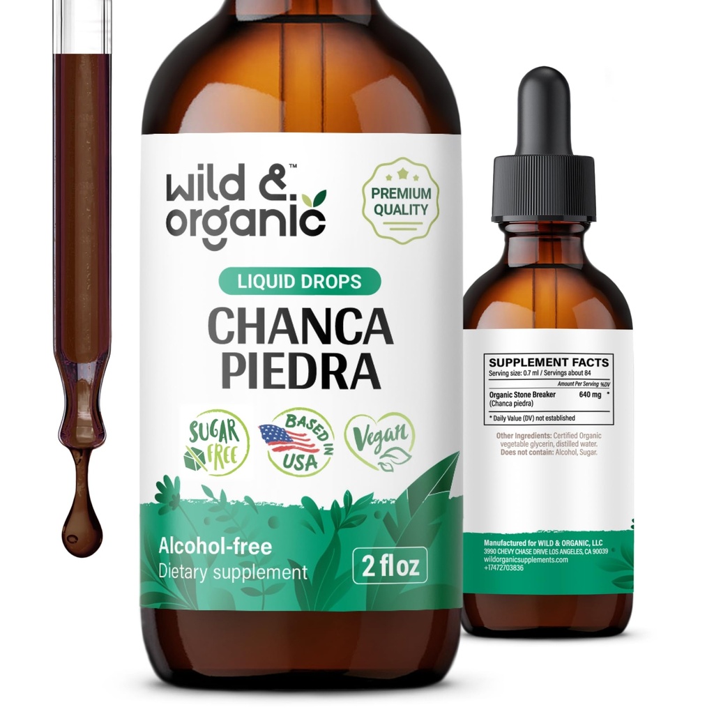 Wild & Organic Chanca Piedra נוזל לחלץ - Stone Breaker for Kidney Stones & Gallbladder Support - Herbal Tincture for Urinary Tract Well-Being - טבעוני, סוכר ואלכוהול חינם - 2 floz ozoz