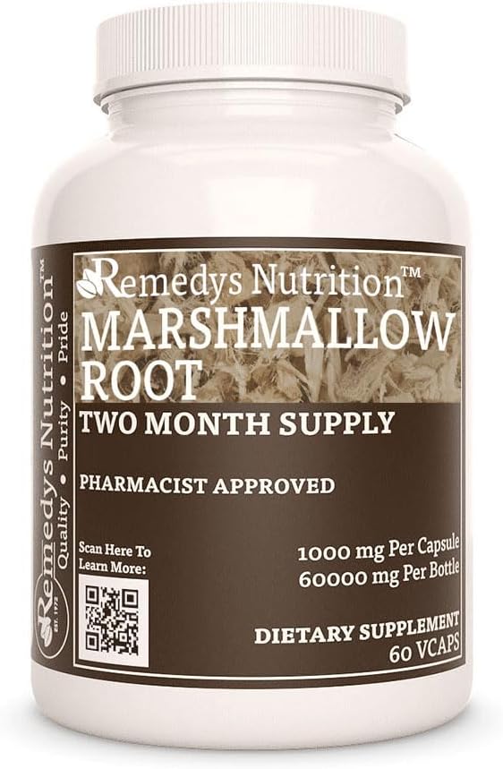 התזונה של Remedy Marshmallow Root | 1000 מ"ג, 60 קפסולות טבעוניות Herbal Dietary