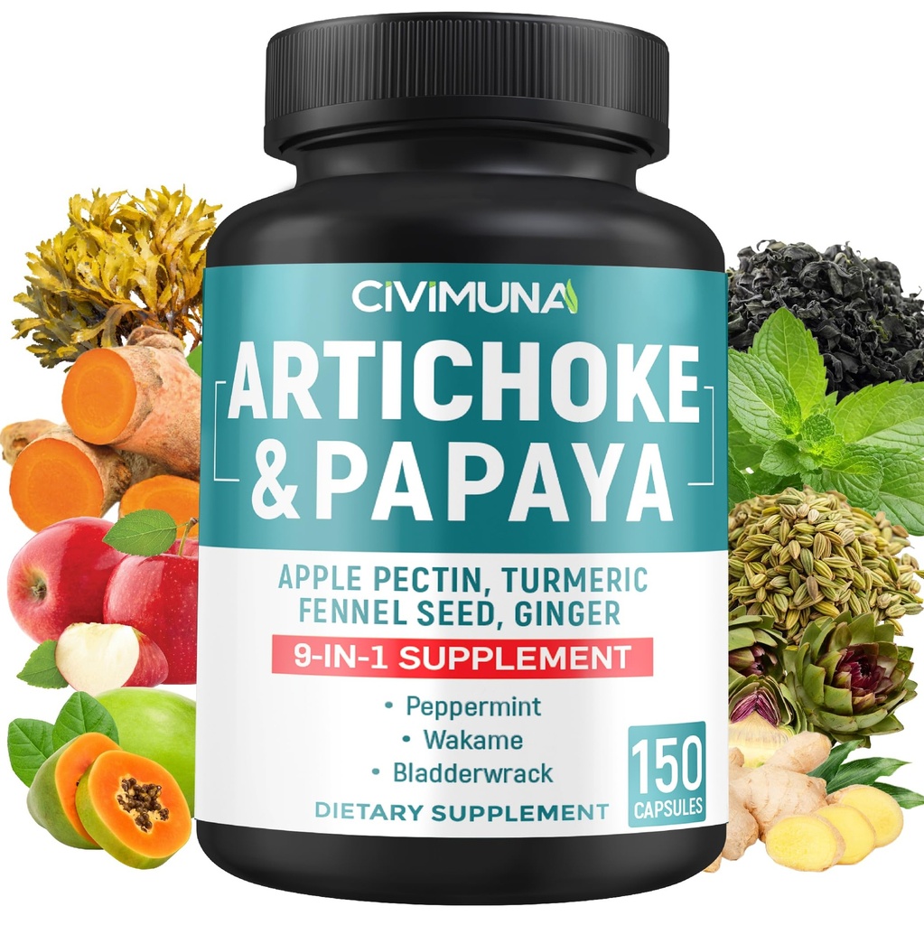כמוסות Artichoke עם Artichoke, Papaya, Apple Pectin ועוד - 150 קפסולות - במשך 5 חודשים אספקה