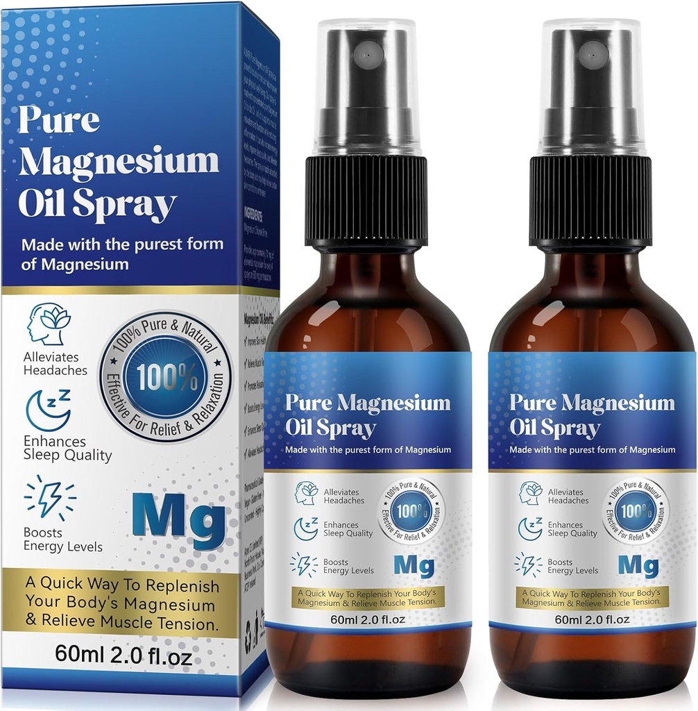 Generic 2 Pack Pure Magnesium Oil Spray, Magnesium Oil Spray, 100% טהור וטבע אורגני מבוזר מגנזיום Chloride שמן