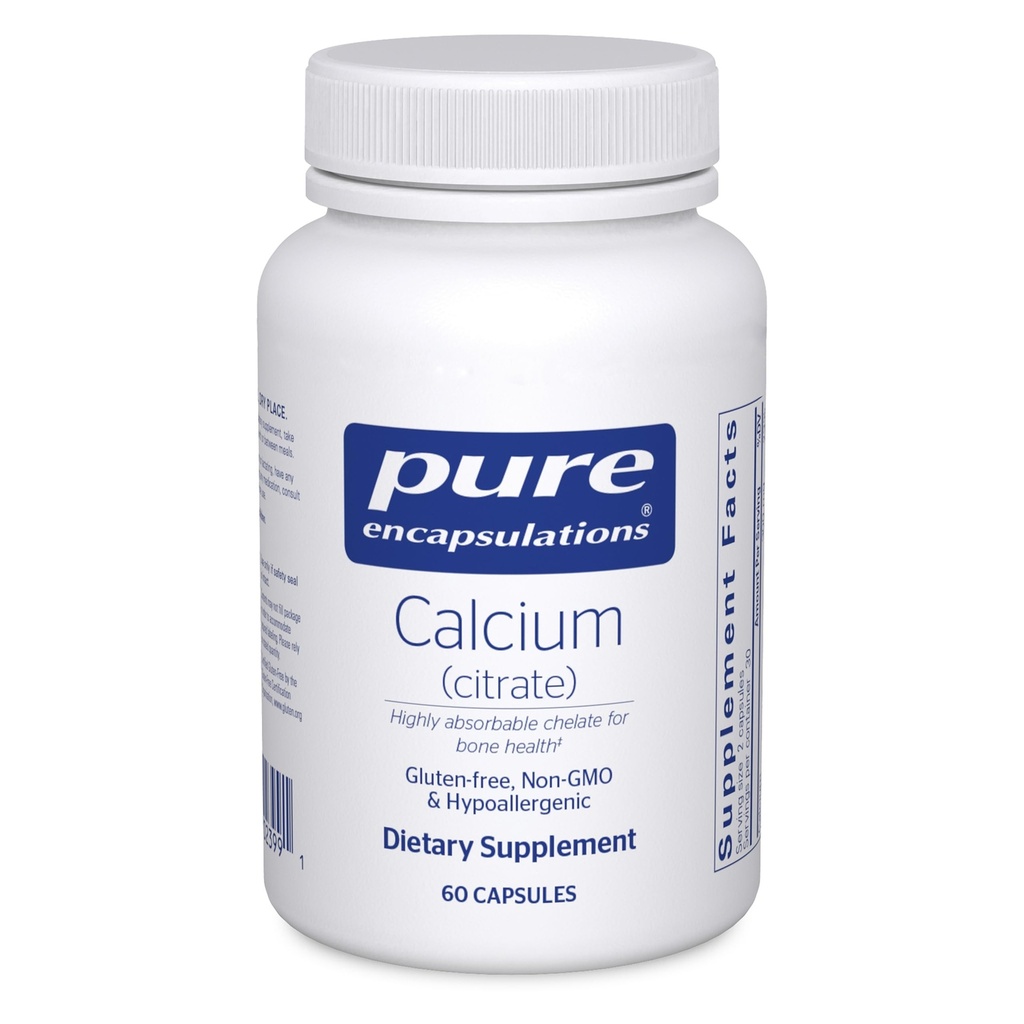 Pure Encapsulations Calcium (Citrate) - תוספת עבור העצם, שיניים, קולון ו- Cardiovascular Health Support * - עם Premium Calcium Citrate - 60 קפסולות