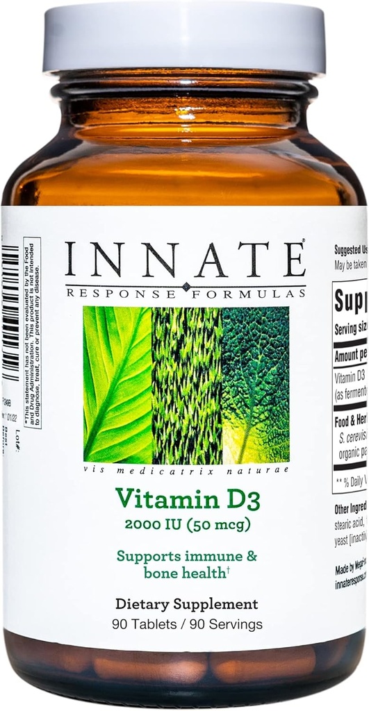 פורמולה תגובה פנימית של ויטמין D3 2000 IU (50 mcg) - תוסף ויטמין לתמיכה ב- Immune ו- Bone Health - Vegetarian, non-GMO ו כשר - Made Without 9 Allergens - 90 טבליות (90 משרתים)