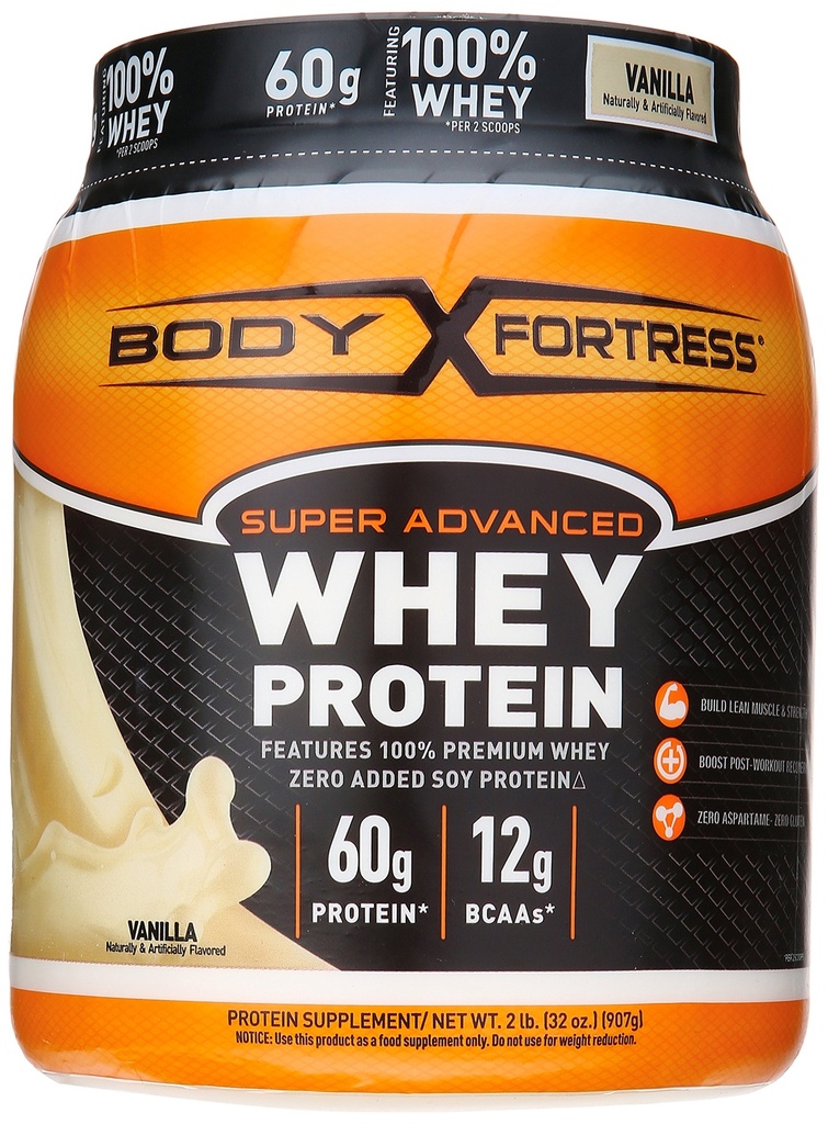 גוף מבצר Super מתקדם אבקת חלבון Whey, Plus Creatine ו Glutamine,ten Free, Vanilla, 32 Ounce (2lb)