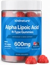 Kindnature Alpha Lipoic Acid Gummies - תוספי נוירופתיה - טבעוני, סוכר חינם, Low Calorie 600 מ"ג ALA תוסף - Pure ALA אלפא Lipoic Acid 600 מ"ג עבור תוספי תזונה אנטי-חמצן