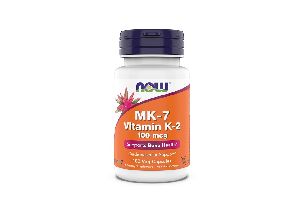 עכשיו תוספים, MK-7 ויטמין K-2 100 mcg, Cardiovascular Support*, תמיכה בריאות העצם*, 180 ואג קפסולות