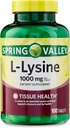 L-Lysine 1000 מ"ג טבליות - תוסף Lysine עבור Skin, Immune ו-Colagen Support - Essential Amino Acid, 100 Count, Gluten-Free for Daily
