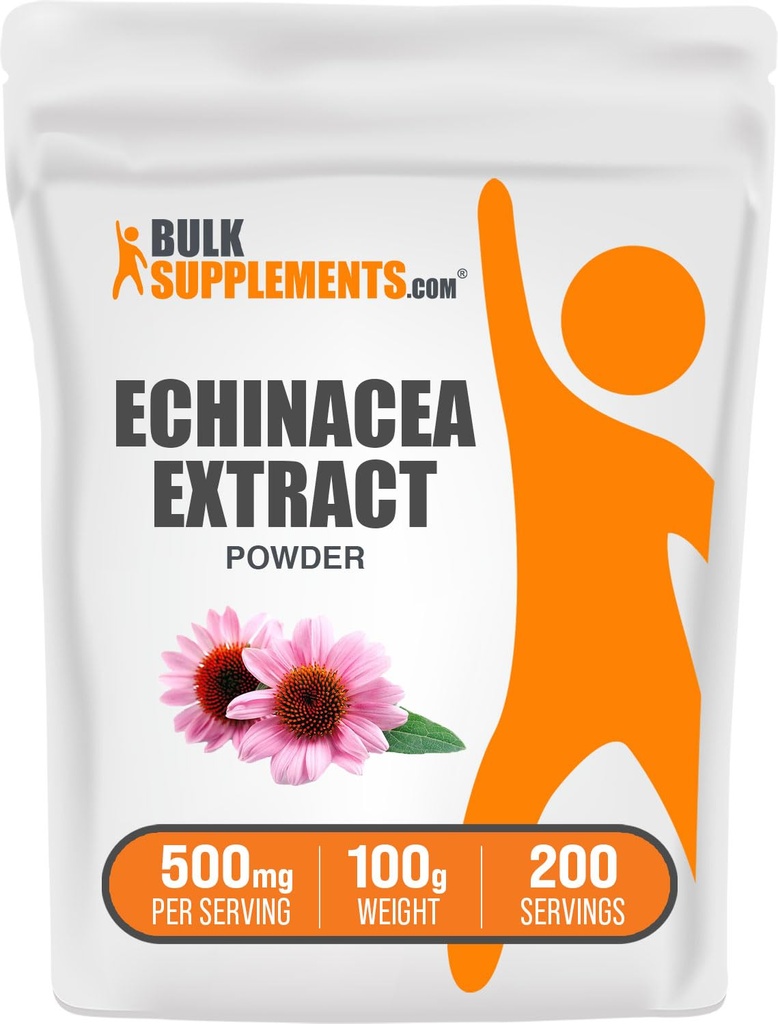BulkSupplements.com Echinacea - Echinacea Extract, Herbal Supplement for Immune Support - Vegan & Gluten Free, 500 מ"ג לשרת, 100g (3.5 oz) (Pack of 1)