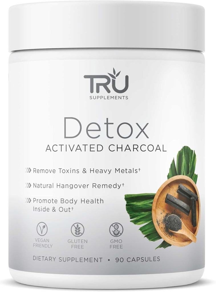 תוספי Detox ניקוי קפסולות עם Charcoal מופעל, Whole Body ניקויse עבור Bloating Relief & Clear Skin, תמיכה טבעונית-ידידותית טבעית Detox תמיכה, 60 משרתים