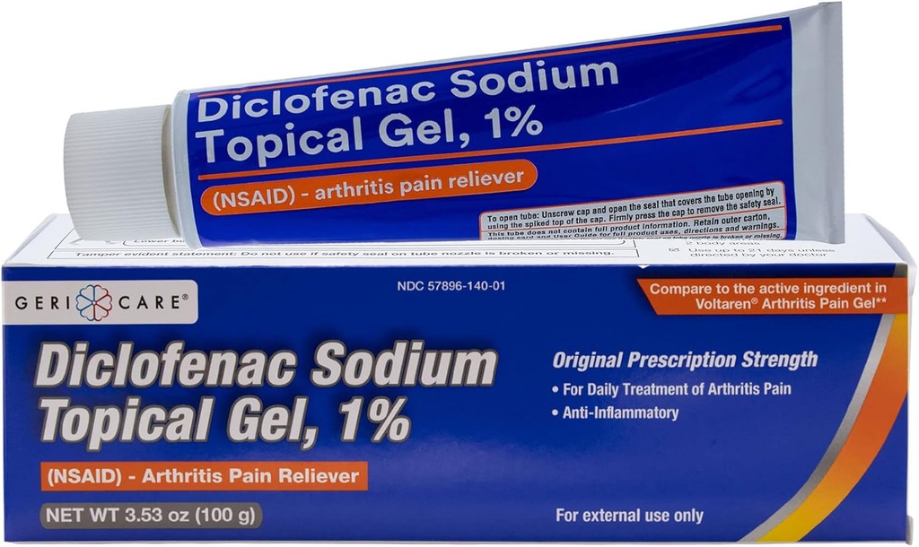 נושא Arthritis כאב הקלה גל Diclofenac Sodium 1% (NSAID) על ידי GeriCare- Hand Wrist Elbow Foot Ankle Knee תוספת-Strength Arthritis כאב Reliever- Anti-inflammatory דלקת פרקים כאב - 3.5oz 3oz