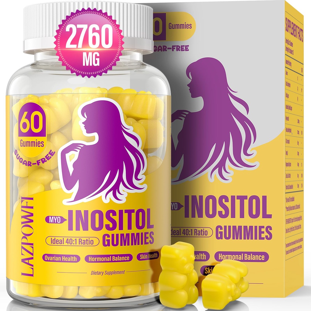 Myo-Inositol & D-Chiro Inositol, Inositol Gummies עם ויטמין D3, Magnesium Glycinate, אומגה 3, Folate & Zinc, Inositol תוספת תוספת Menstrual Cycle עבור נשים-40:1Ratio 30 יום אספקה