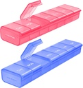 AUVON 2 Pack שבועי גלולות מארגנת, כפול-קול גדול CASE עבור גלולות מרובות Tracking, Ph Box 7 יום עבור נסיעות, גלולות Container לשימוש ביתי כדי להחזיק ויטמינים, תוספים, תרופות, תרופות, תרופות