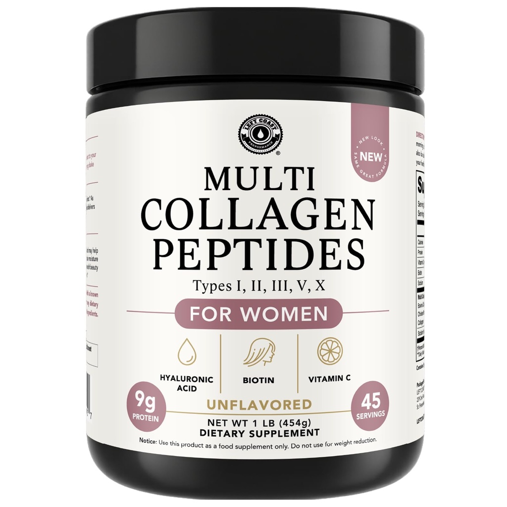 Multi Collagen Peptides אבקת סוגים I, II, III, V, X Multi Collagen חלבון אבקה עם Hyaluronic Acid, ביוטין, C, For Skin Nails Joints and Gut Health - Keto, non-GMO תוספת תוסף
