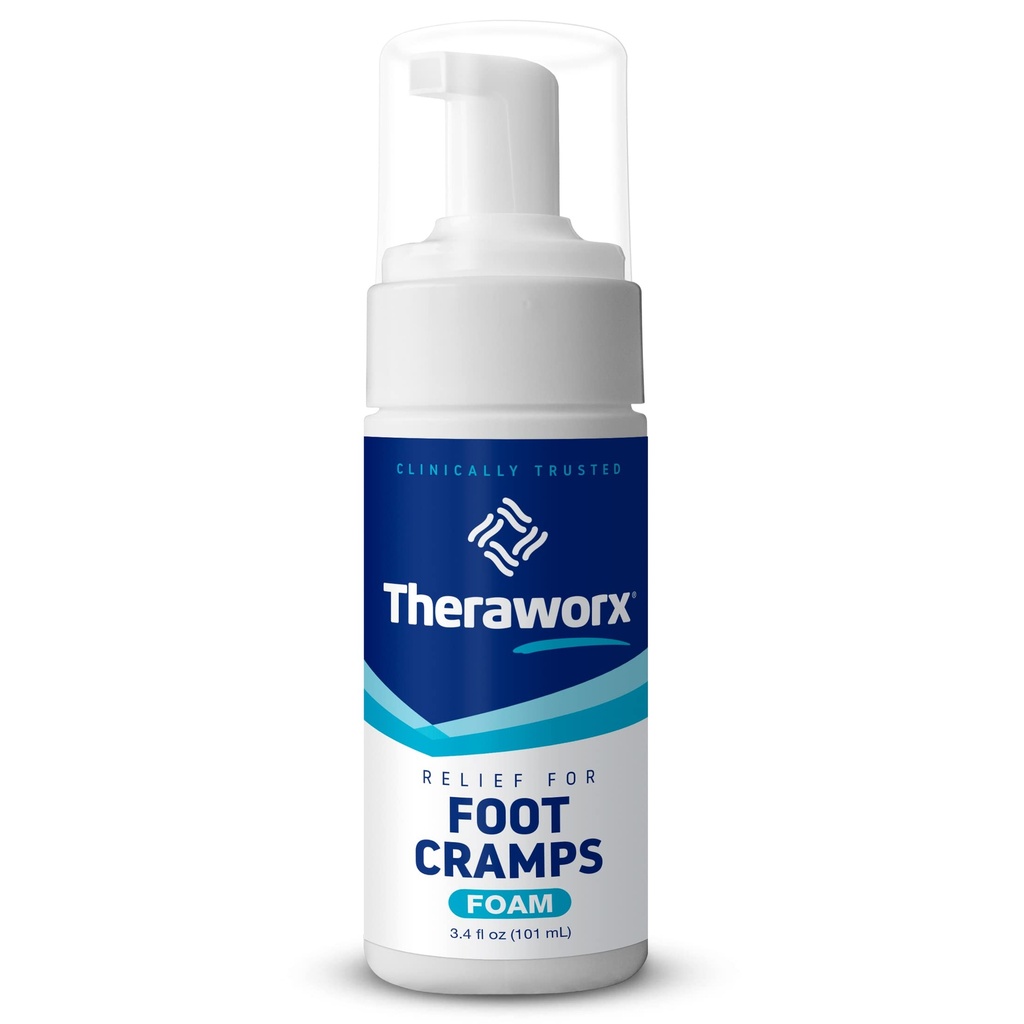 Theraworx Fast-Acting Foam for Foot Cramp הקלה עם Magnesium Sulfate - 3.4 Fl Oz - 1 Count