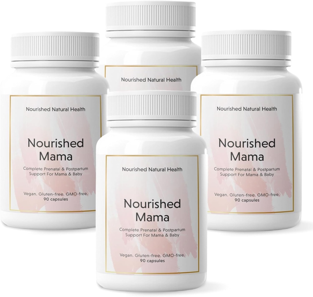 Nourished Mama Prenatal Multi ויטמין - טבעוני Multivitamin for Previewion, הריון, Postpartum ותמיכה הנקה - Iron-Free with Methylated Folate & High Dose Choline - 360 קפסולות