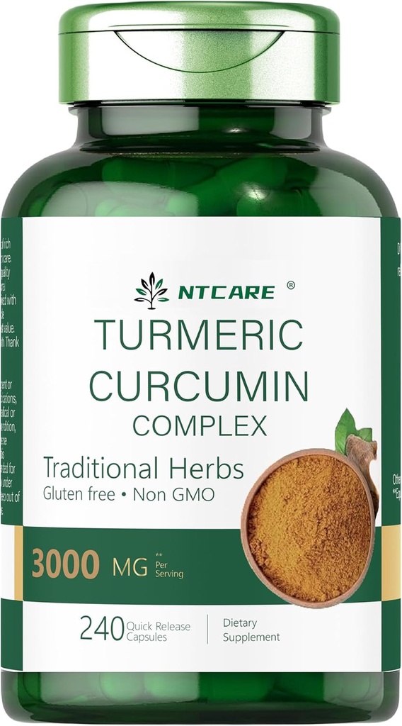 כורכום Turmeric Curcumin עם Black Pepper 3000 מ"ג | תמיכה ישירה | 240 קפסולות | Turmeric Complex Supplement | Non-GMO, Gluten Freeten