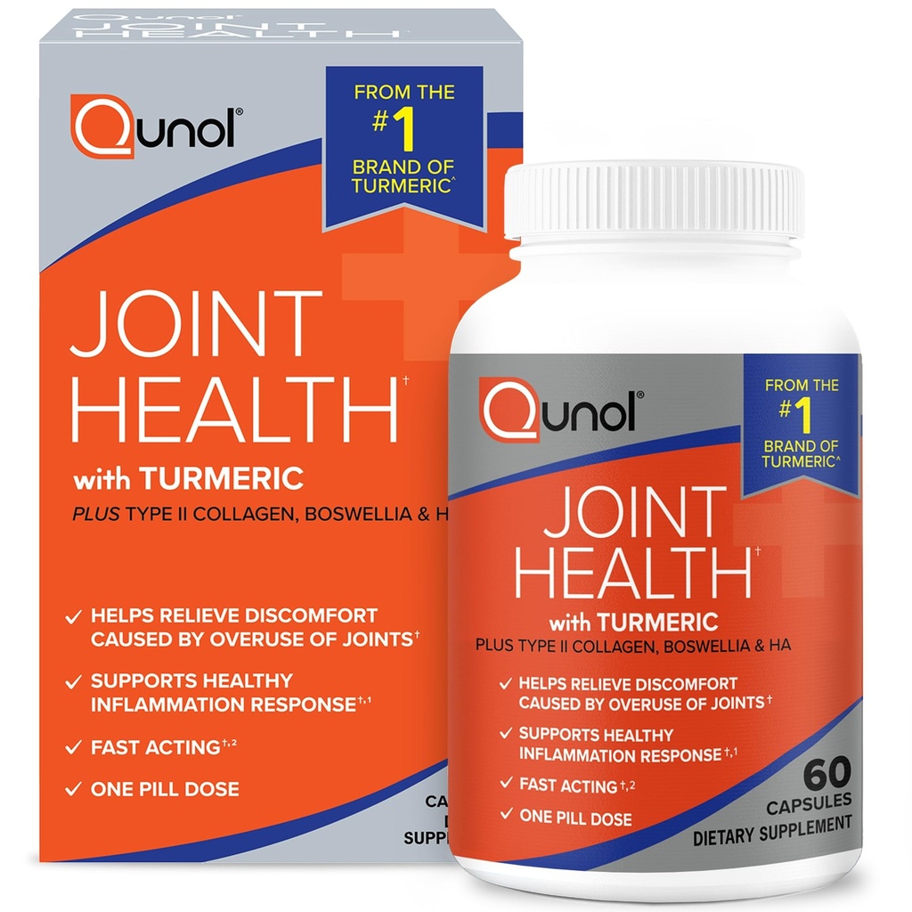 Qunol 5-in-1 תוסף תמיכה משותף, Fast Acting, One Pill Dose, תומך בתגובה למניעת הריון בריאה ו- Discomfort הנגרמת על ידי Overuse of Joints, Alternative to Glucosamine Chondroitin MSM, הרוזן 60