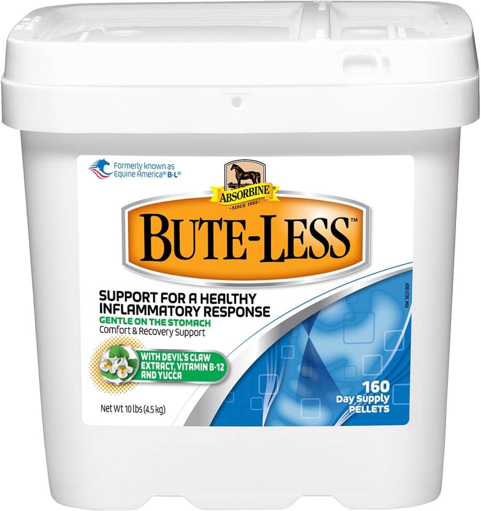 Absorbine Bute-Less Comfort & Recovery, מספק נוחות לטווח ארוך, Gentle על Stomach, כולל חוק השטן, ויטמין B-12, יוקה, 10 lb / 160 יום אספקה