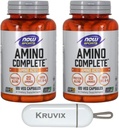Now Foods Sports Nutrition, Amino CompleteTM | חלבון בלגן עם 21 Aminos ו- B-6 | 120 קפסולות Veg - Pack of 2 עם גלולות מארגנת