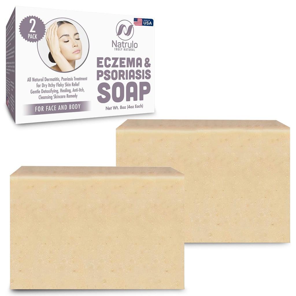 Eczema Soap Bar for Face and Body - All Natural Dermatitis, Psoriasis Solution for Dry Itchy Flaky Skin Relief - Gentle Detoxifying, Anti-Itch, ניקוי Skincare Remedy - אקסאזמה Soap Bar Made in USA