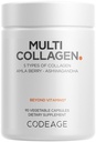 Codeage Multi Collagen Peptides קפסולות חלבון, 5 סוגי קולגן, Grass-Fed & Hydrolyzed Bovine Collagen Pills תוסף, Ashwagandha, Amla Berry ויטמינים, Collagen Peptides - 90 קפסולות