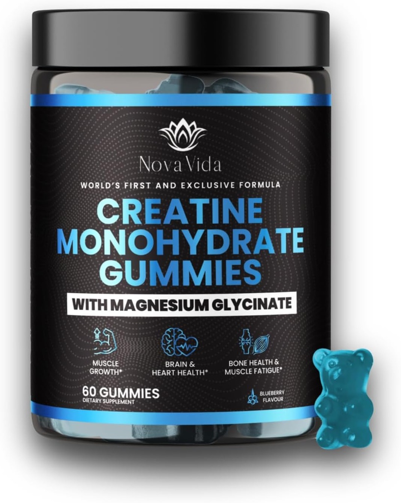 Creatine Monohydrate חניכיים עם Magnesium Glycinate, L-Arginine, BCAA, Zinc & Beta-Alanine- Creatine Monohydrate PreWorkout Gummies | Glycinate Creatine Monohydrate חניכיים עבור גברים ונשים