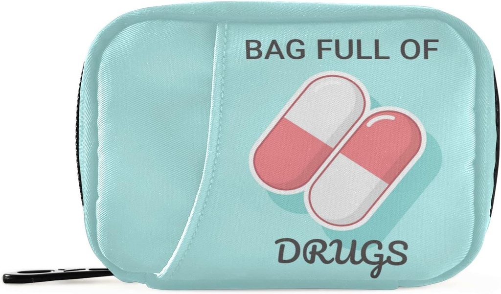 Nanle Medical Pills Pill Box 7 Day Bag Racinger עם Zipper Portable Medium Size עבור תוסף ויטמין Aקריקטורה כחול 4.6 x 3.14 x 1.88 Inch, 1.0 Count Count Count