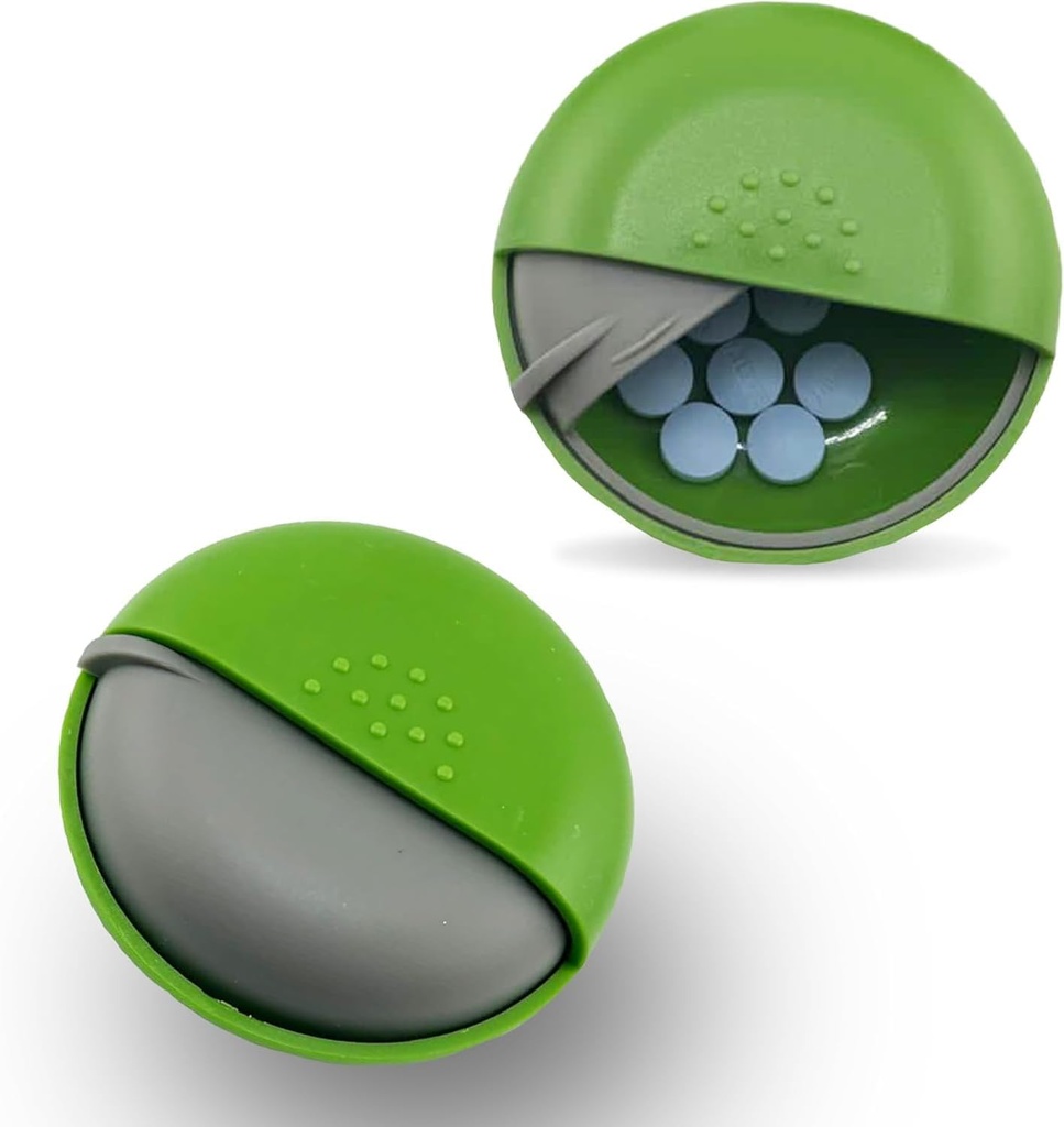 Round Travel Pill Organer - Portable Small Pill Box for Purse -קומפקטי, Leak-Proof Medicineer for Pills, ויטמינים, שמן דגים, תוספים - BPA-Free, Durable Design, 2.75