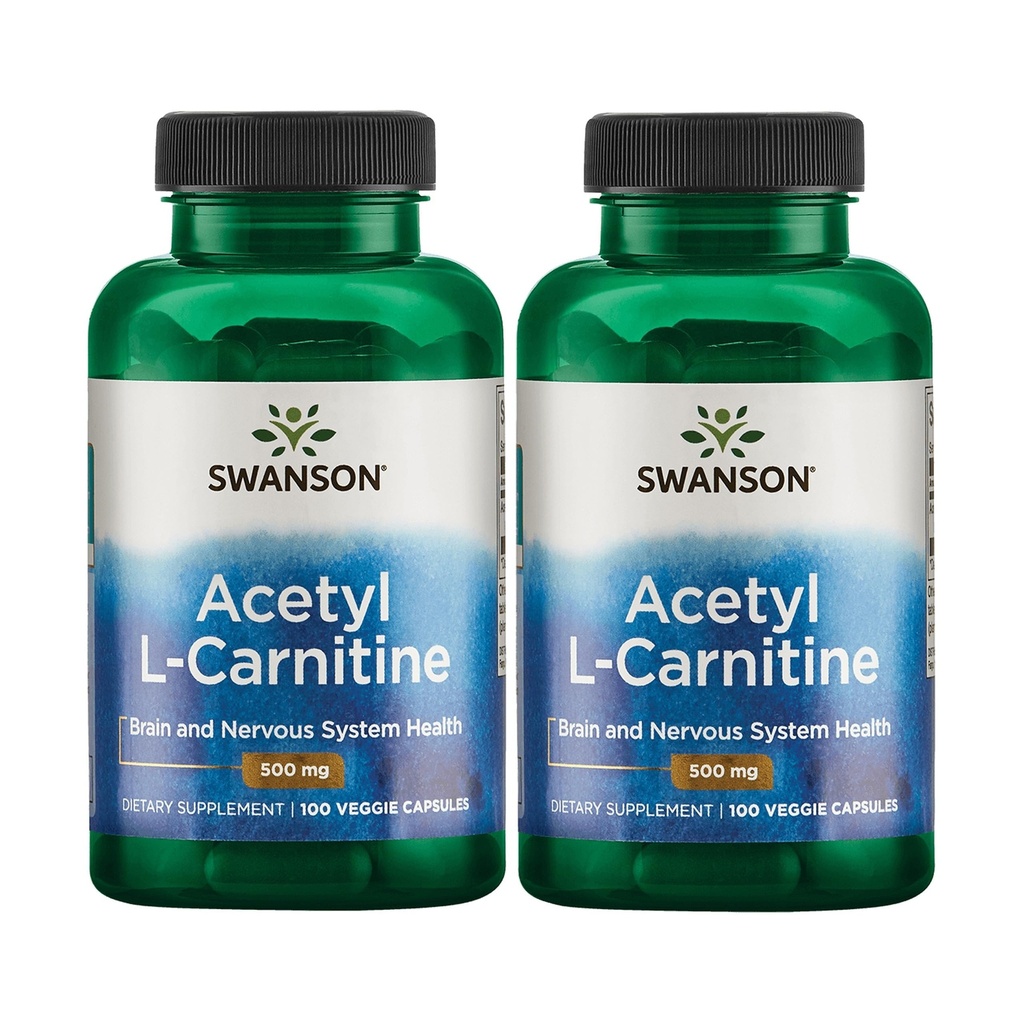 Swanson Acetyl-L-Carnitine - Amino Acid תוספת קידום בריאות קוגניטיבית ושרירים תמיכה - פורמולה טבעית עשויה לקדם את מערכת העצבים - (100 כמוסות Veggie) (2 Pack)