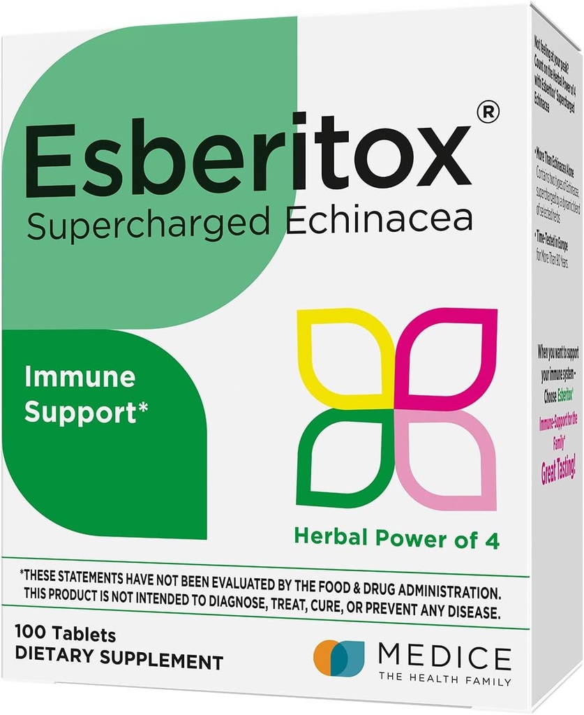 Supercharged Echinacea - 100 טבליות - Immune Support Herbal תוסף עם Wild Indigo Root & Purple Coneflower - נבדק קלינית - מיוצר בגרמניה