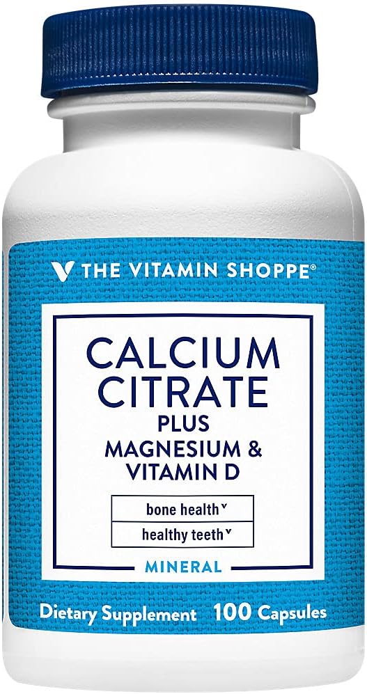 Calcium Citrate+ Magnesium & Vitamin D,Multi-Mineral Bone Health Supplement,Vitamin D Aids Absorption, Calcium 999 מ"ג, מגנזיום 567 מ"ג, ויטמין D 612IU לכל מנה יומית (100 קפסולות) על ידי ויטמין Shoppe.