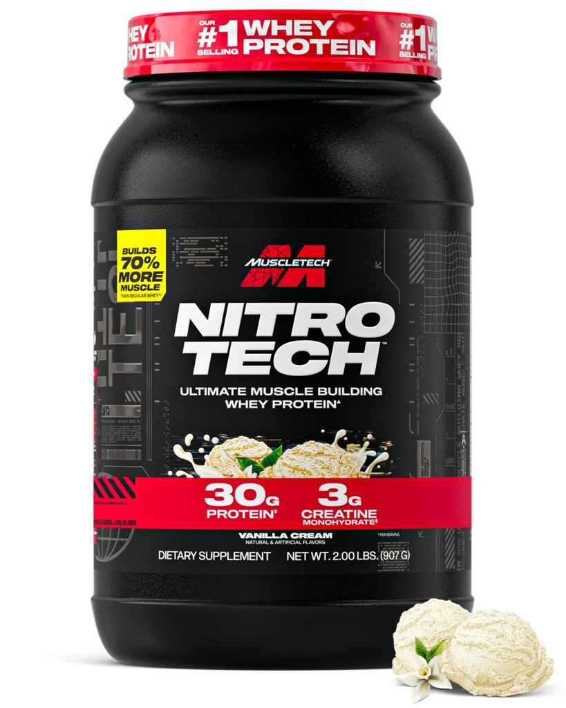 אבקת חלבון שרירי Whey (Vanilla Cream, 2.2 פאונד) - Nitro-Tech Ultimate השריר פורמולה עם חלבון Whey חלבון Isolate - 30 גרם של חלבון, 3g של Creatine & 6.8g של BCAA - Packaging May Vary Vary חלבון Isolate - 30 גרם של חלבון, 3 גרם של קריטין ו 6.8g של BCAA - Packaging May Vary Vary Vary Vary Vary Vary Vary Vary