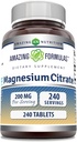 פורמולה מדהימה Magnesium Citrate | 200 טבליות Mg | מינרלים תוספת | Non-GMO | Gluten Free | Made in USA (1 Pack, 240 Count)