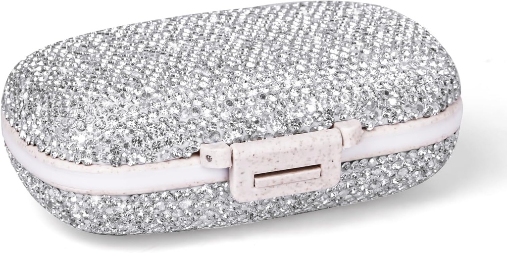 1Pack Travel Pill מארגנת, 8 השוואתיות ב- Portable Pill Case, Small Pill Box for Pocket Purse Portable Medicine Container (Sparkling Silver)
