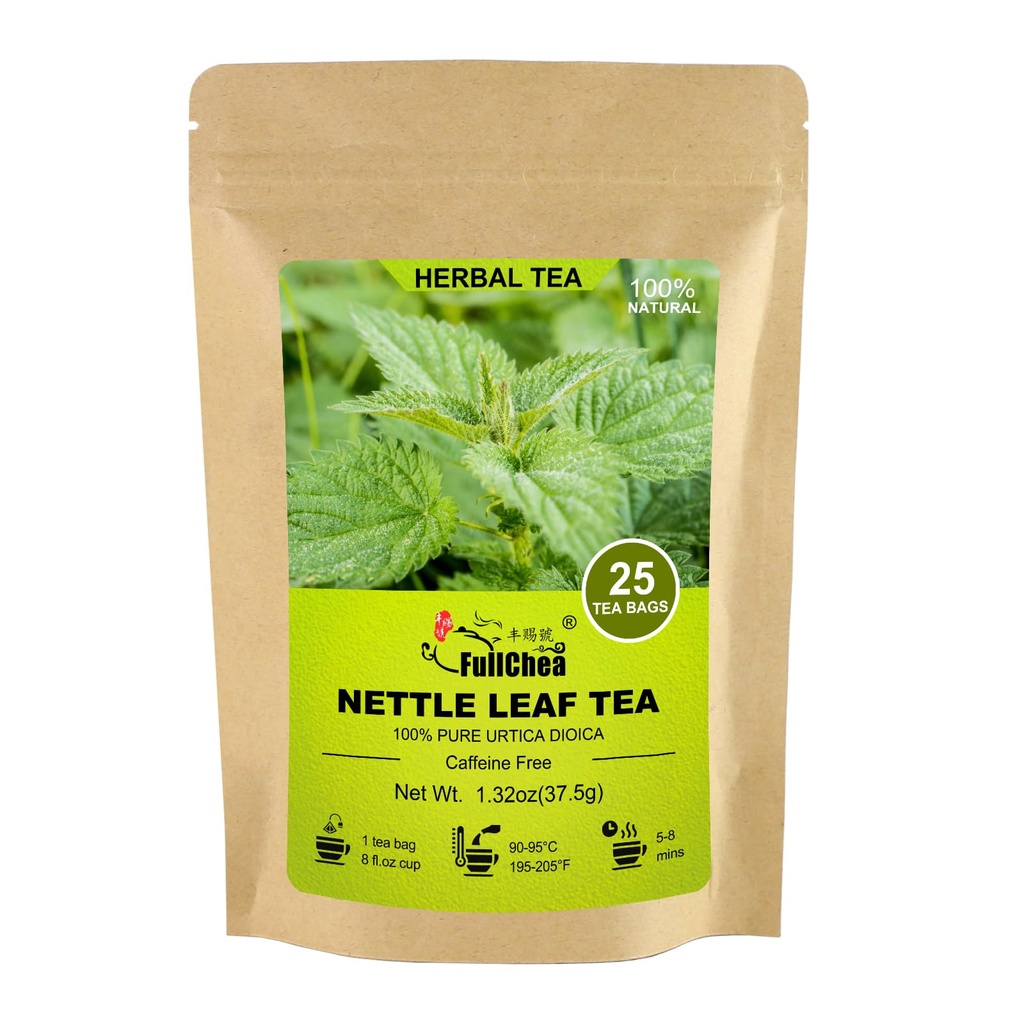 FullChea - Nettle Leaf Tea Bags, 25 Teabags, 1.5g / תיק - באופן טבעי Sting Nettle Tea - תמיכה ב- Eye Health & Poweren העצמות