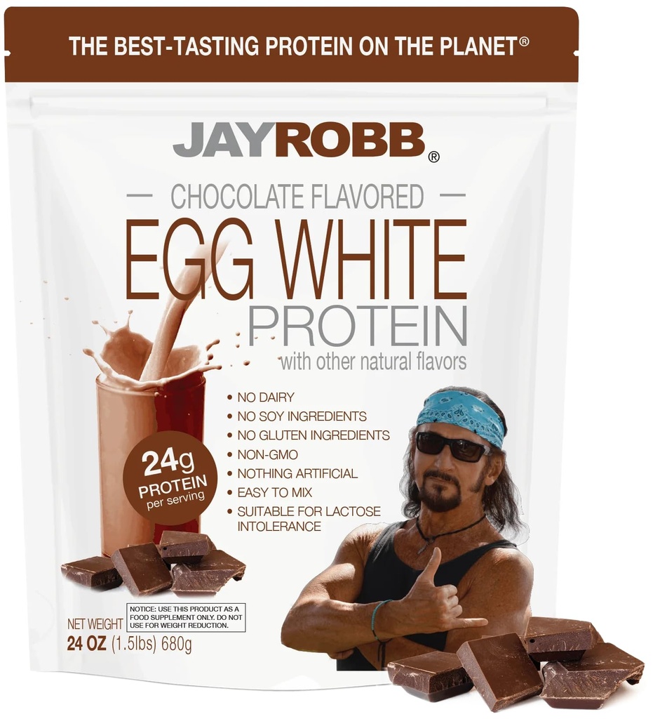 JAYROBB Chocolate Egg White Protein 24 oz, 1.5 Pound Bag
