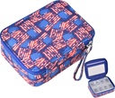 גלולות מארגנת Case Travel Medicine Box 7 יום ויטמין תוסף Zipper Pouch Bag (US Flag)