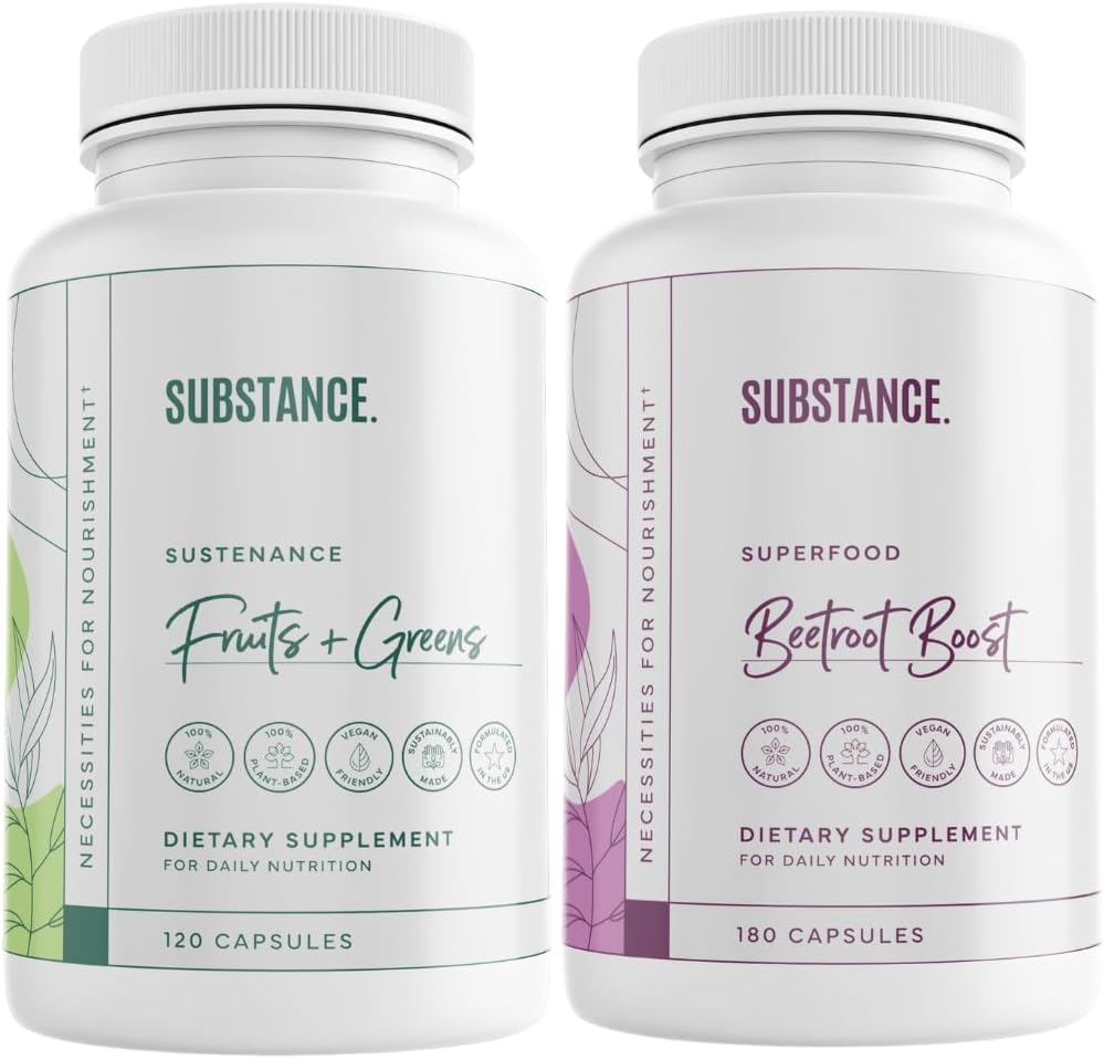 הזדמנות. Bundle: Nature's Sustenance Daily Fruits & Veggies (120 קפסולות) + Beetroot Boost (180 קפסולות) - אנרגיה טבעית Boost & Total Wellness - ארצות הברית Made, טבעונית-ידידותית