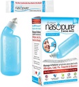 Nasopure Nasal Wash, System Kit, "The Nicer Neti Pot" Sinus Wash Kit, Comfortable Nasal Rinse 8 Oz & 20 Salt Packets (3.75 גרמים כל אחד), Nasalungestion, Cold, Flu, Allergy, Nasal Irrigation 8 Oz