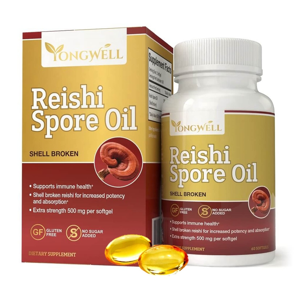 Reishi Spore Oil Shell Broken תוספת כוח 500 מ"ג (60 Softgels)