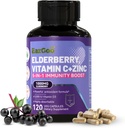 Sambucus Elderberry עם Zinc & ויטמין C - 5 ב 1 Immune תמיכה תוספת, non-GMO, 120 קפסולות צמחוניות, 2 חודשים אספקה