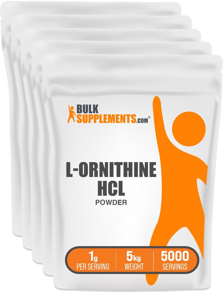 BulkSupplements.com L-Ornithine HCl אבקת - תוסף Ornithine, Amino Acids תוספת - Gluten Free, 1g לשרת, 1kg (Pack של 5)