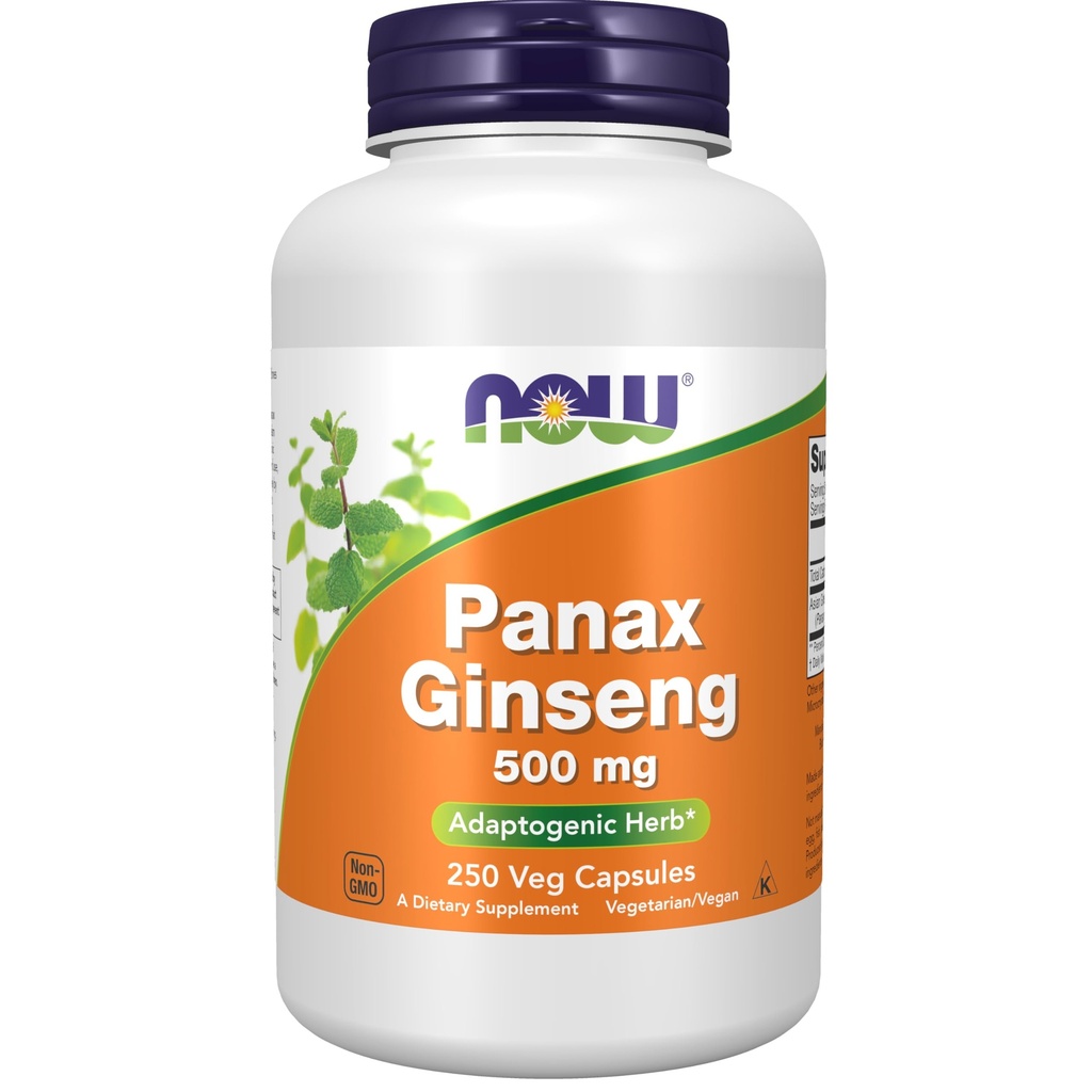 Now Foods Supplements, Panax גינזנג (Root) 500 מ"ג, HbTM Fitogenic, 250 Veg כמוסות
