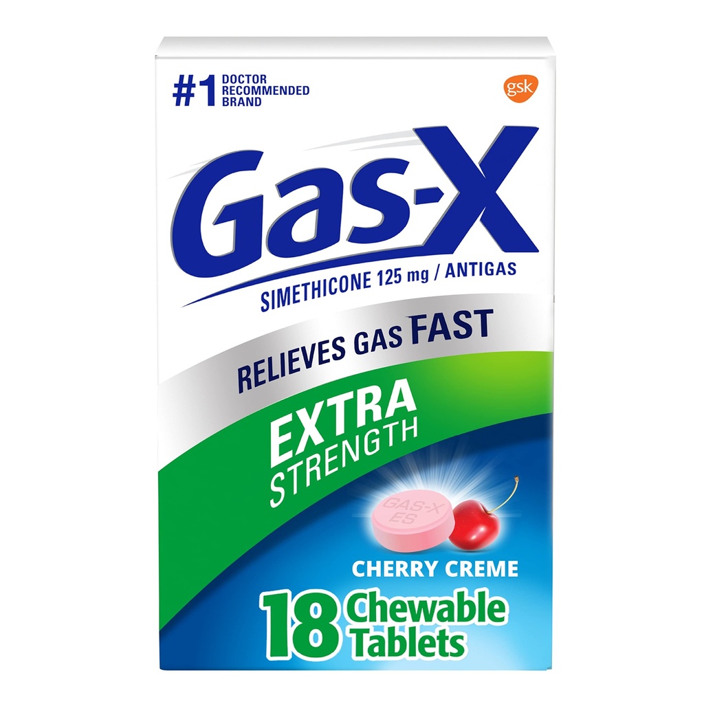 Dulcolax Overnight Relief Laxative Tablets, Bisacodyl 5 מ"ג, 50 Count & Gas-X תוספת כוח צ'אונדז גז, Simethicone 125 מ"ג, Cherry Flavor - הרוזן Bundle 18