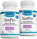 EuroMedica BosPro - Boswellia Serrata לחלץ תוספת - תוספת תזונתית לתמיכה בריאה Lung - Herbal תוסף פורמולה - 60 Softgels, 2 Pack (120 Softgels)