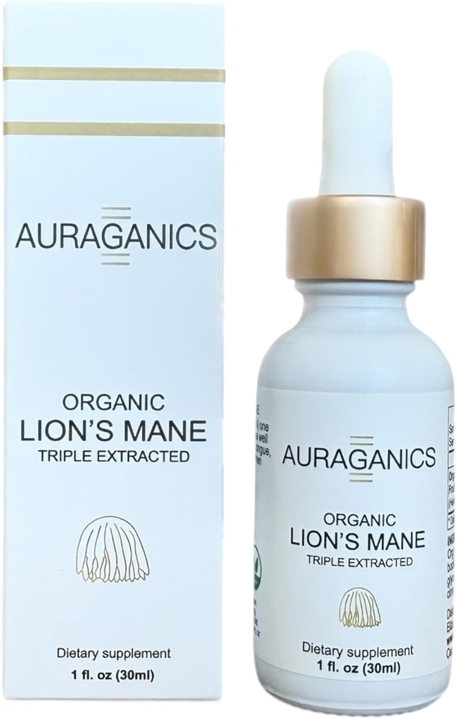 אורגני משולש הוציא את "Mane Mushroom Fruiting Body Tincture" | USA Grown and Certified אורגני | Use for Focus, Memory and Mental Clarity