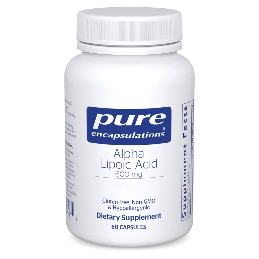 Pure Encapsulations Alpha Lipoic Acid 600 מ"ג - ALA תוספת לתמיכה Liver, Antioxidants, Nerve Health, Cardiovascular Health & Carbohydrate תמיכה - Premium Alphaoic Acid - 60 קפסולות