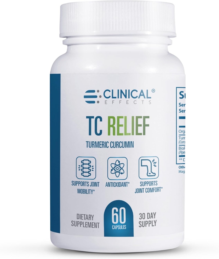 השפעות קליניות TC הקלה - Turmeric Curcumin עם bioperine Black Pepper - תוספת משותפת נוחות וניידות - 60 קפסולות