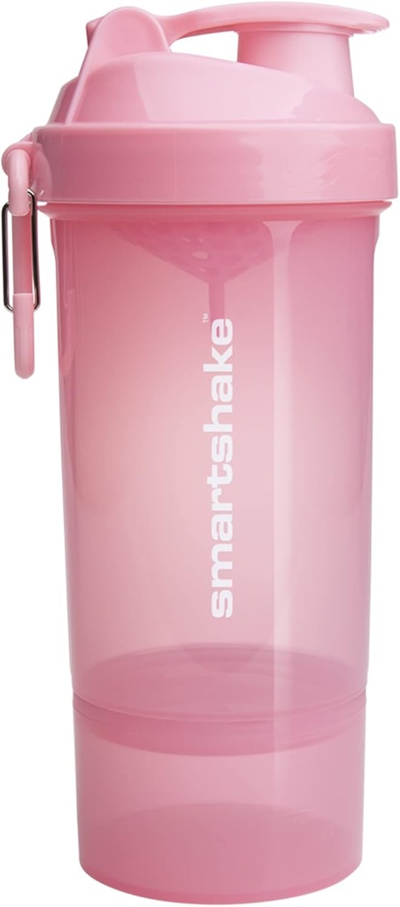 Smartshake O2GO One פלסטיק חלבון Shaker 800 מ"ל | 27 oz - Leakהוכחה Screw-on Lid - BPA Free - Unisex - Light Pink