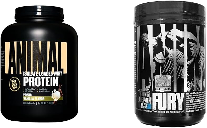 Animal Whey Isolate אבקת חלבון Whey - Isolate לטעון עבור Post Workout ושיקום & Fury - תוספת אבקה טרום עבודה עבור אנרגיה להתמקד
