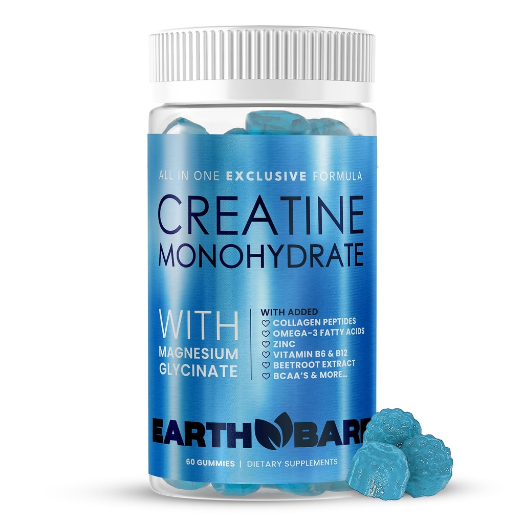 Creatine Monohydrate ומגנזיום חניכיים למבוגרים | Beta Alanine, Collagen Peptides, L-Arginine, Bs | 60 חניכיים